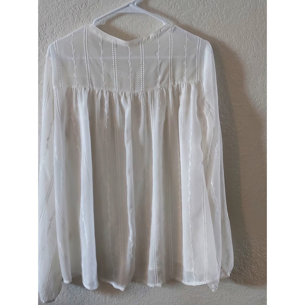 Boho Blouse Size Large Cream Lace Whimsical Fairy Peasant Long Sleeve Festival - Picture 4 of 4